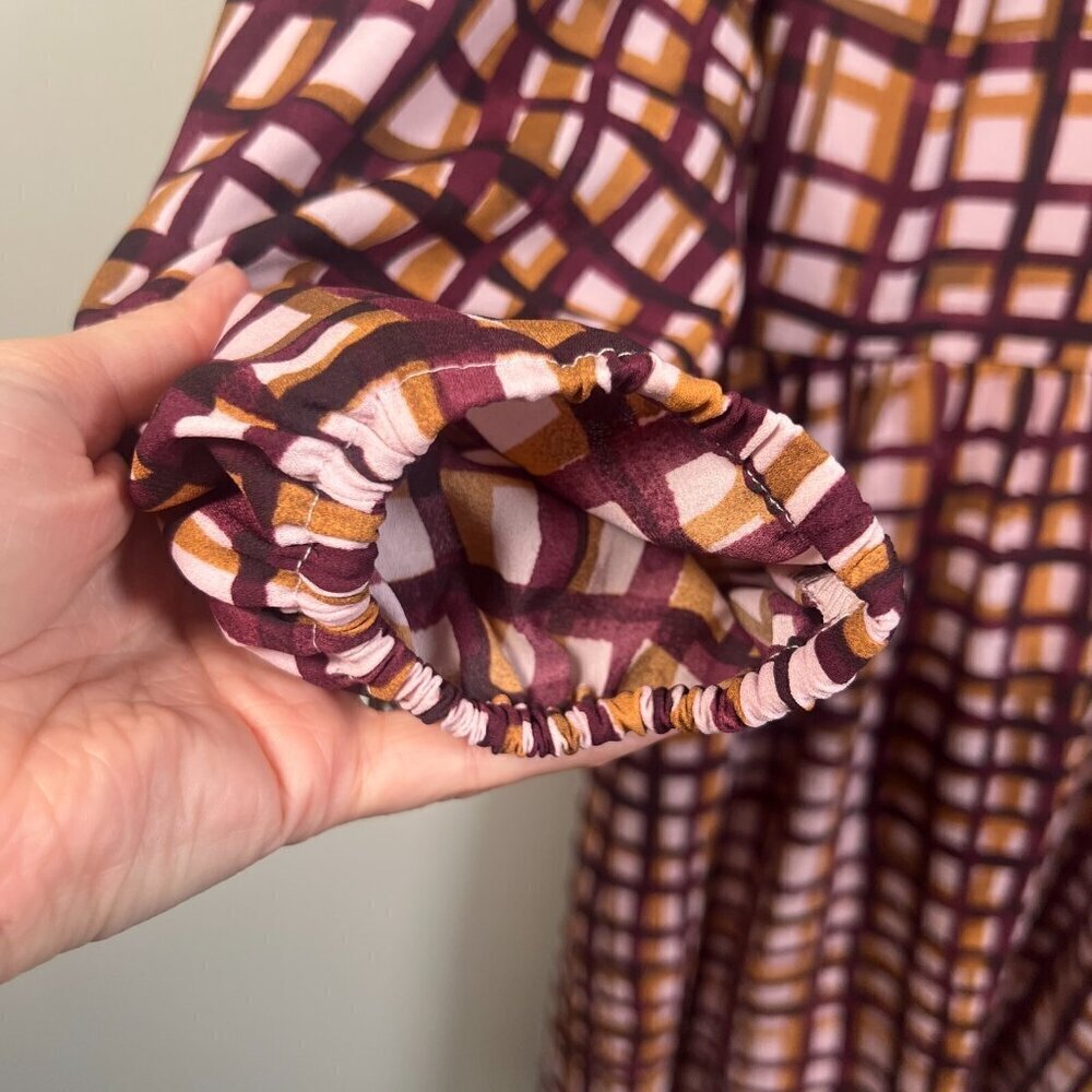 Gal Meets Glam Lindsey Windowpane Dress Size 0 Tie Neck Twee Work Office Preppy - Picture 7 of 12